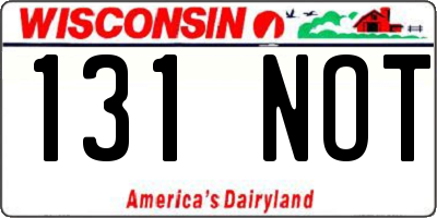 WI license plate 131NOT