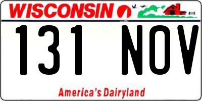 WI license plate 131NOV