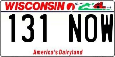WI license plate 131NOW