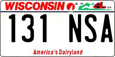 WI license plate 131NSA
