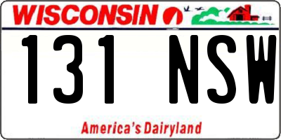 WI license plate 131NSW