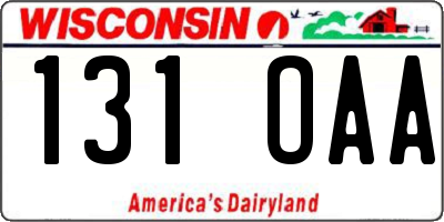 WI license plate 131OAA