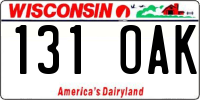 WI license plate 131OAK