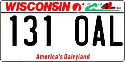 WI license plate 131OAL