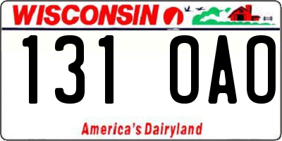 WI license plate 131OAO