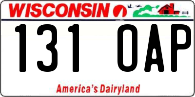 WI license plate 131OAP