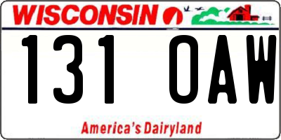 WI license plate 131OAW