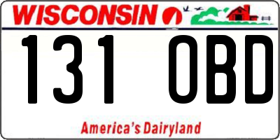 WI license plate 131OBD