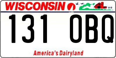 WI license plate 131OBQ