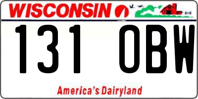 WI license plate 131OBW