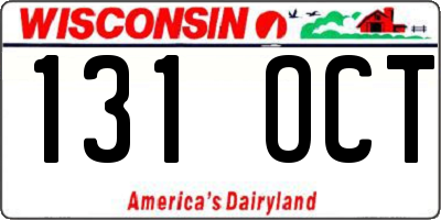 WI license plate 131OCT