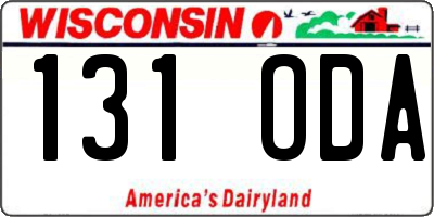 WI license plate 131ODA