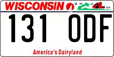 WI license plate 131ODF