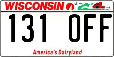 WI license plate 131OFF