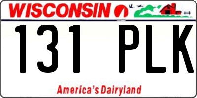 WI license plate 131PLK