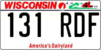 WI license plate 131RDF
