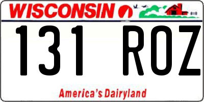 WI license plate 131ROZ