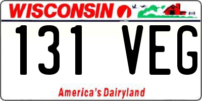 WI license plate 131VEG