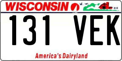 WI license plate 131VEK
