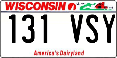WI license plate 131VSY