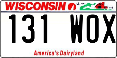 WI license plate 131WOX