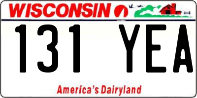 WI license plate 131YEA