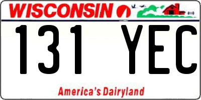 WI license plate 131YEC