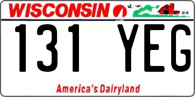 WI license plate 131YEG