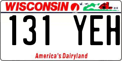 WI license plate 131YEH