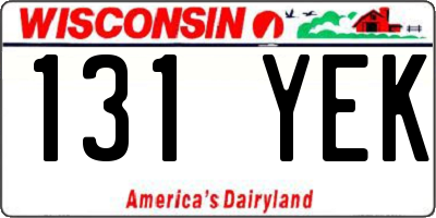 WI license plate 131YEK