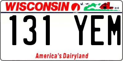 WI license plate 131YEM