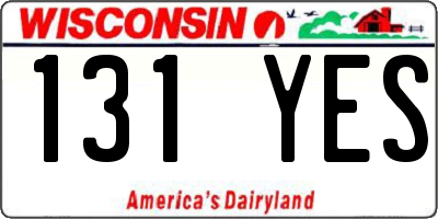 WI license plate 131YES