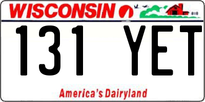WI license plate 131YET