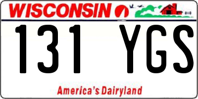 WI license plate 131YGS