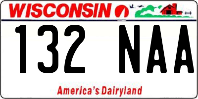 WI license plate 132NAA