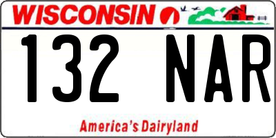 WI license plate 132NAR
