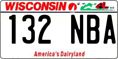 WI license plate 132NBA