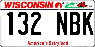 WI license plate 132NBK