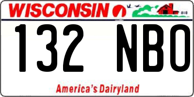 WI license plate 132NBO