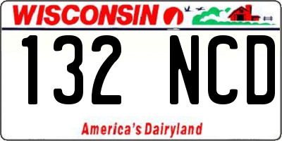 WI license plate 132NCD