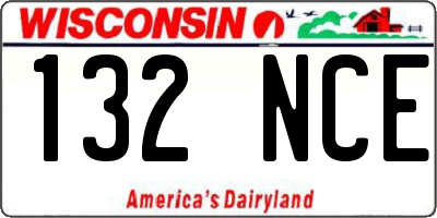 WI license plate 132NCE