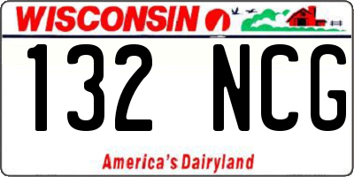 WI license plate 132NCG