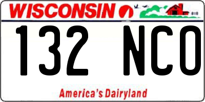 WI license plate 132NCO