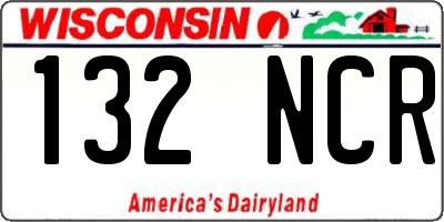 WI license plate 132NCR
