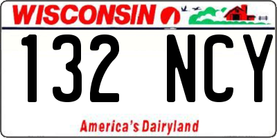 WI license plate 132NCY