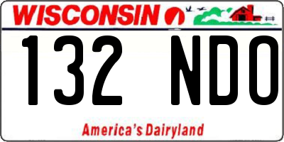 WI license plate 132NDO