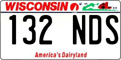 WI license plate 132NDS