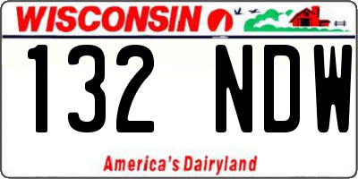 WI license plate 132NDW
