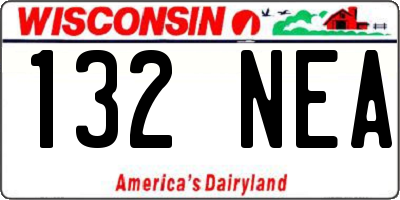 WI license plate 132NEA