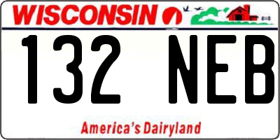 WI license plate 132NEB